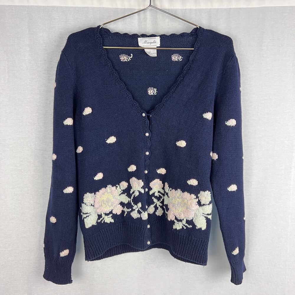 Vintage Margules Sweater Floral Cardigan Cottagecore Grannycore Spring Feminine